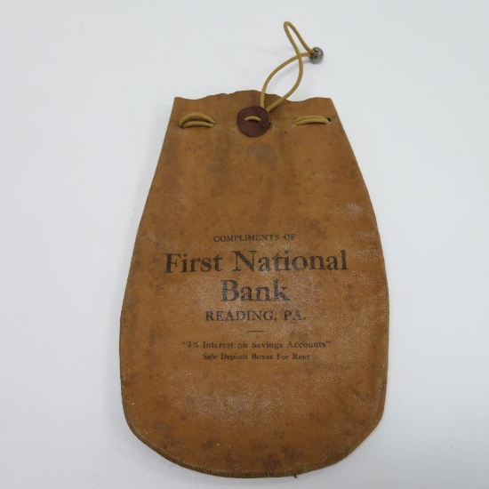 Leather First National Bank pouch, Reading, PA