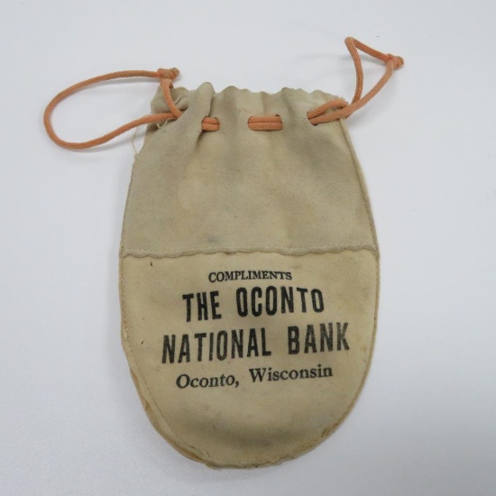 The Oconto National Bank Oconto, Wisconsin buckskin pouch
