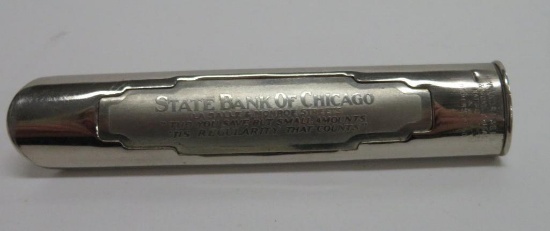 Pocket dime registering bank for The State Bank of Chicago