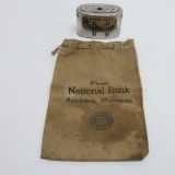 First National Bank Appleton bank bag and Outagamie County still Bank Appleton Wis. bank