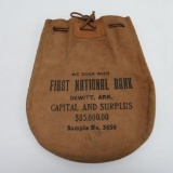 First National Bank DeWitt Arkansas coin bag