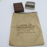 Franksville and Burlington banks and coin bag