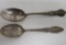 Two sterling silver bank advertising spoons, Long Island and Sturgeon Bay