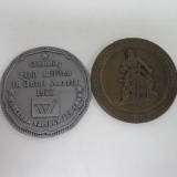 Two bank advertising paperweights, Waukesha and Milwaukee