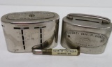 Two Oshkosh bank advertising items, pencil holder and The Portable Safe, and Traveling Teller Berlin