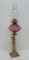 Cranberry Hobnail Font Oil Lamp with Cherub Base