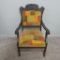 Carved Side Chair with Patchwork Upholstery