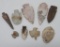 Nine arrowheads