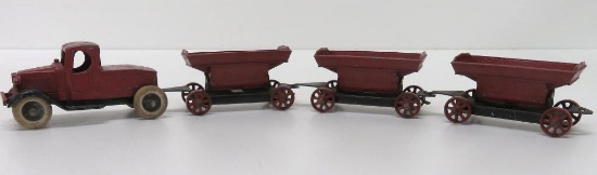 Four Piece Tootsie Toy Turck and Wagon Set