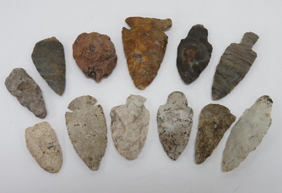 Twelve arrowheads