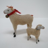 Wood and Felt Sheep and Lamb