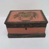 Lovely Early Stenciled Jewelry Box with Hidden Drawer