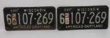 Matching Set of 1951 Wisconsin License Plates