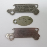 Two Automobile Advertising Bottle Openers and an Auto Tag