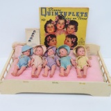 Dionne Quints Composition Doll Set with Crib and Booklets