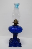 Cobalt Princess Feather Oil Lamp