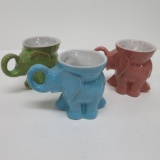 Three Frankoma Elephant Mugs