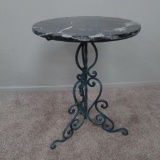 Wrought Iron Base Table with Marble Top