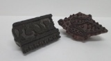 Two wood carved stamping blocks