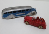 Die cast greyhound bus and vacation car
