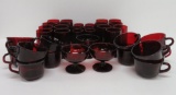 Large Lot of Ruby Glass Cups and Tumblers