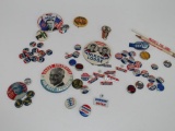 Sixty-six Political Buttons and a Charles Lindbergh Ribbon 1927 Commemorative Pin