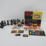 Krazy Ikes Plastic Toys in Original Box and Plastic Beton Cowboys and Indians and Animal Figures