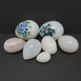 Lot of Assorted Milk Glass and Onyx Eggs