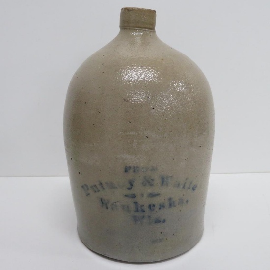 Putney & White advertising jug, Waukesha Wisconsin