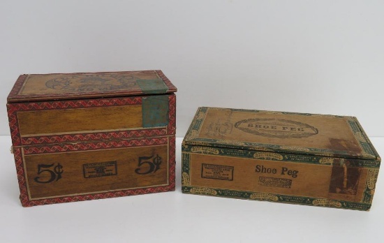 Brodhead wood cigar box and La Hilda wood cigar box