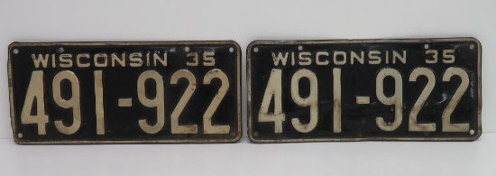 Pair of 1935 Wisconsin license plate
