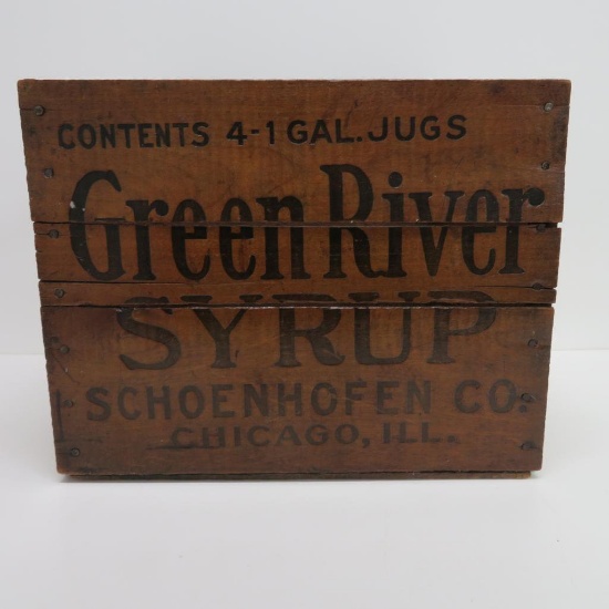 Green River Syrup wood advertising box, Chicago