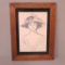 Pen and ink portrait of woman with hat by Harry G Fleischmann