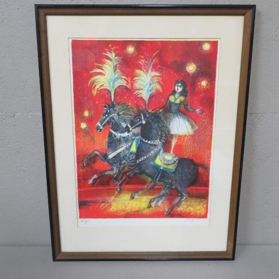 Pencil signed and numbered Pierre Jacquot Circus Lithograph