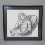 Sylvia Spicuzza charcoal portrait of girl in chair