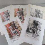 Four pencil signed prints The Blue Chair Elsa Ulbricht