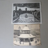 Two George Raab pieces of art, lino cut and watercolor