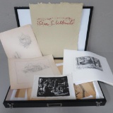 Elsa Ulbricht Portfolio, partial, with case and signed pencil drawings