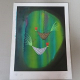 Watercolor of Chickens- Modernistic