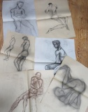 Six nude drawings by E Olson