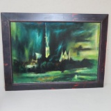 Acrylic on board H Summ, Abstract Church Mt St Michel