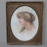 Pastel portrait signed