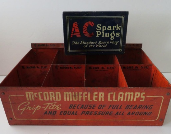 Great McCord Muffler clamp and AC Spark Plug advertising box