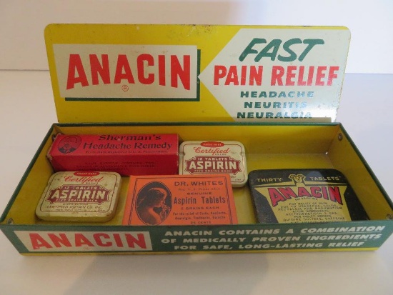 Vintage Anacin Tin with Aspirin tins and headache medicine