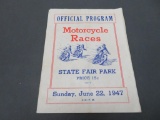 Motorcycle Races, State Fair Park 1947 Program