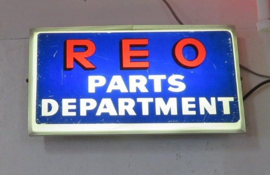 REO Parts Department Lighted sign