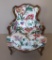 Floral print side chair with cabriole leg