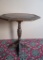 Octagon shape oak lamp table with carved center pedestal and top