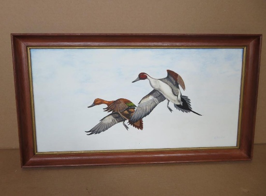 Oil painting of Pintail Ducks Signed H. Becker