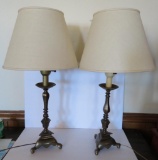 Ornate brass table lamps